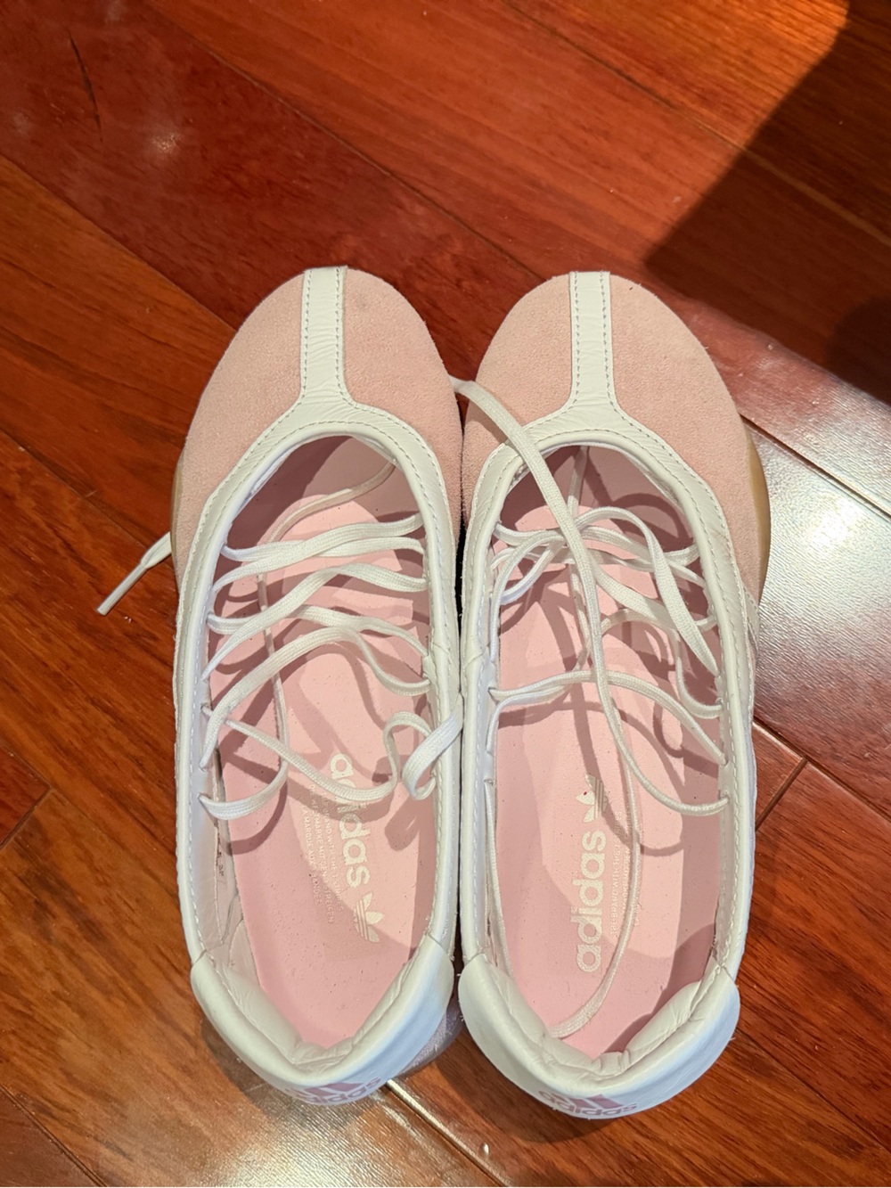 adidas Women's Pink and White Lace-Up Athletic Shoes